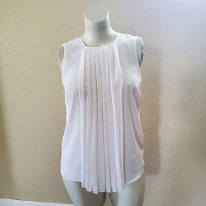 MICHAEL Michael Kors White Pleated Tank Top PL New
